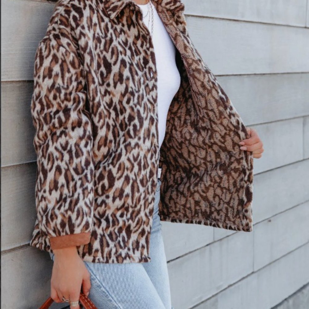 Thml - Button Down Leopard Print Shacket - Jacket… - image 4